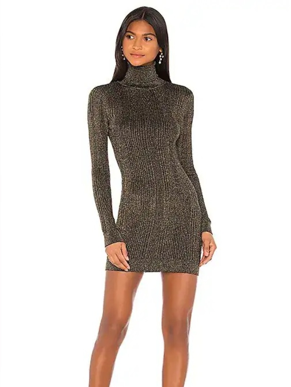 Camila Coelho Metallic Turtleneck Mini Dress